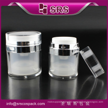 srs wholesale empty acrylic 50g airless skin care jar , plastic round eco friendly clear plastic container
